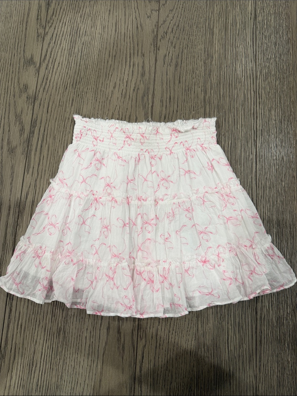 LoveShackFancy White Skirt with Pink Floral Sketch Print